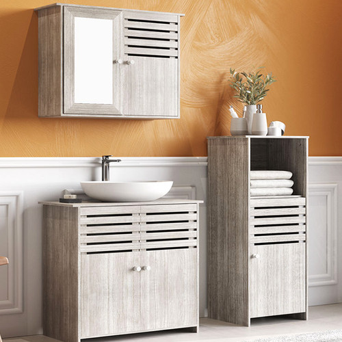 Grey wooden bathroom - bathroom, cabinet