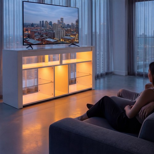 Led tall entertainment center - entertainment,
